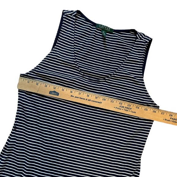 Ralph Lauren Navy and white striped Midi dress medium - Picture 5 of 8